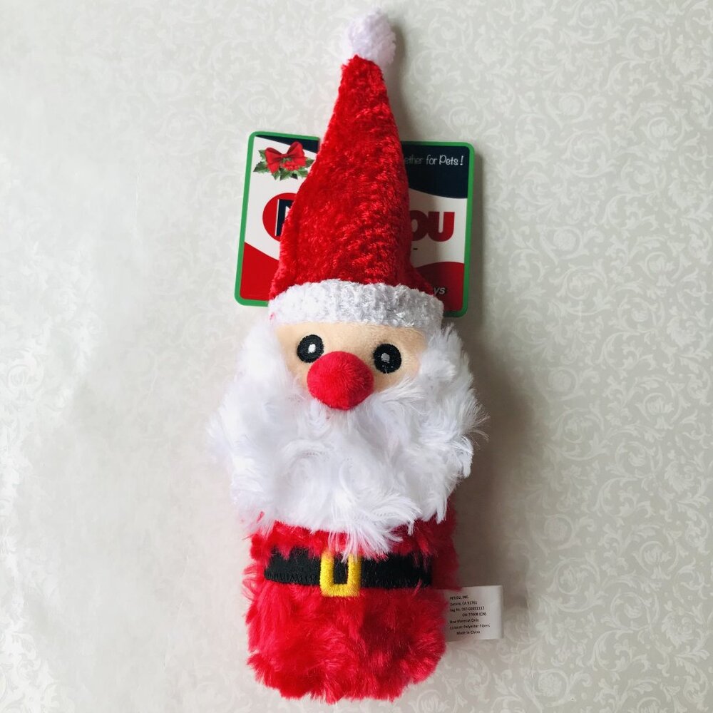 Pet Lou Christmas Squeaky Santa Bottle Dog Toy  Size :  8"